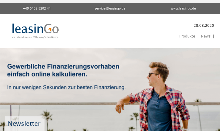 Screenshot Finanzierungslösungen über leasinGo - Leasing und Mietkauf online